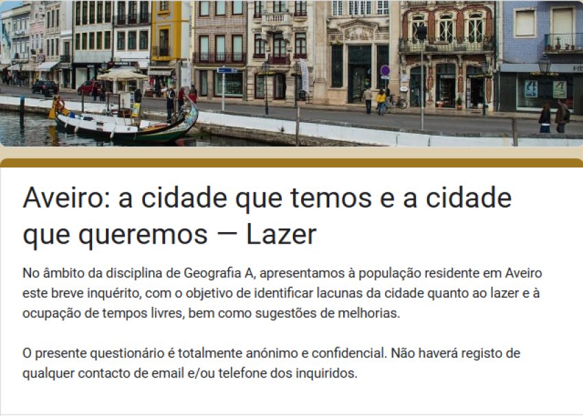 Inqu&eacute;rito "Aveiro: a cidade que temos e a cidade que queremos" 